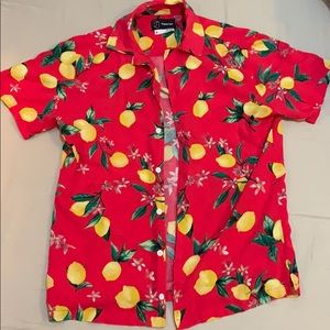 Lemon print button up short sleeve